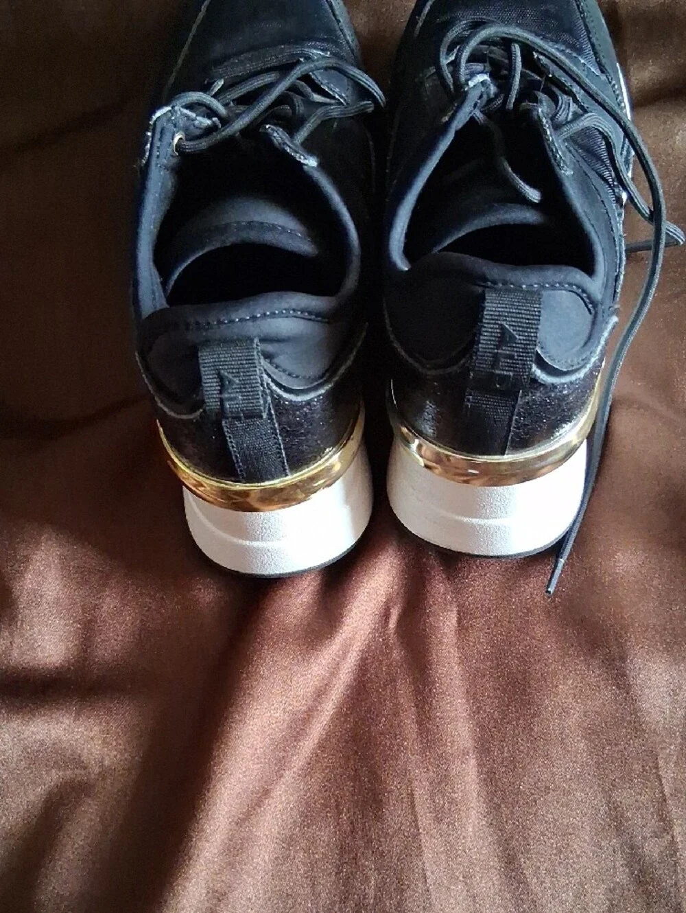 Men's Black Athletic Sneakers with Gold Accent